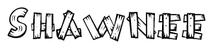 The clipart image shows the name Shawnee stylized to look like it is constructed out of separate wooden planks or boards, with each letter having wood grain and plank-like details.