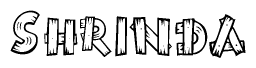 The clipart image shows the name Shrinda stylized to look like it is constructed out of separate wooden planks or boards, with each letter having wood grain and plank-like details.