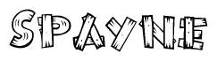 The clipart image shows the name Spayne stylized to look like it is constructed out of separate wooden planks or boards, with each letter having wood grain and plank-like details.