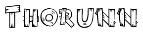 The clipart image shows the name Thorunn stylized to look like it is constructed out of separate wooden planks or boards, with each letter having wood grain and plank-like details.