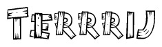 The clipart image shows the name Terrrij stylized to look as if it has been constructed out of wooden planks or logs. Each letter is designed to resemble pieces of wood.