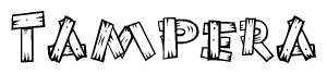 The clipart image shows the name Tampera stylized to look like it is constructed out of separate wooden planks or boards, with each letter having wood grain and plank-like details.