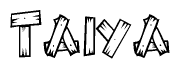 The clipart image shows the name Taiya stylized to look as if it has been constructed out of wooden planks or logs. Each letter is designed to resemble pieces of wood.