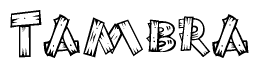 The clipart image shows the name Tambra stylized to look like it is constructed out of separate wooden planks or boards, with each letter having wood grain and plank-like details.