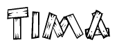 The clipart image shows the name Tima stylized to look like it is constructed out of separate wooden planks or boards, with each letter having wood grain and plank-like details.