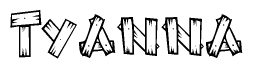 The clipart image shows the name Tyanna stylized to look like it is constructed out of separate wooden planks or boards, with each letter having wood grain and plank-like details.
