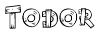 The clipart image shows the name Todor stylized to look like it is constructed out of separate wooden planks or boards, with each letter having wood grain and plank-like details.