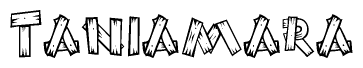 The clipart image shows the name Taniamara stylized to look like it is constructed out of separate wooden planks or boards, with each letter having wood grain and plank-like details.