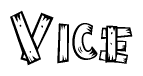 The clipart image shows the name Vice stylized to look as if it has been constructed out of wooden planks or logs. Each letter is designed to resemble pieces of wood.