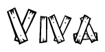 The clipart image shows the name Viva stylized to look as if it has been constructed out of wooden planks or logs. Each letter is designed to resemble pieces of wood.