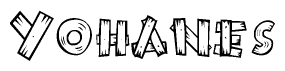 The clipart image shows the name Yohanes stylized to look like it is constructed out of separate wooden planks or boards, with each letter having wood grain and plank-like details.