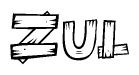 The clipart image shows the name Zul stylized to look like it is constructed out of separate wooden planks or boards, with each letter having wood grain and plank-like details.