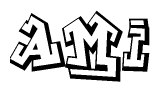The image is a stylized representation of the letters Ami designed to mimic the look of graffiti text. The letters are bold and have a three-dimensional appearance, with emphasis on angles and shadowing effects.