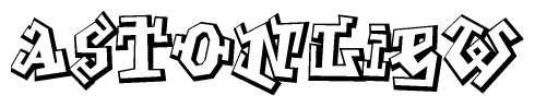 The clipart image depicts the word Astonliew in a style reminiscent of graffiti. The letters are drawn in a bold, block-like script with sharp angles and a three-dimensional appearance.