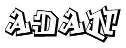 The clipart image depicts the word Adan in a style reminiscent of graffiti. The letters are drawn in a bold, block-like script with sharp angles and a three-dimensional appearance.
