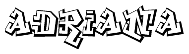 The image is a stylized representation of the letters Adriana designed to mimic the look of graffiti text. The letters are bold and have a three-dimensional appearance, with emphasis on angles and shadowing effects.