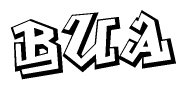 The clipart image features a stylized text in a graffiti font that reads Bua.