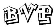 The image is a stylized representation of the letters Bvp designed to mimic the look of graffiti text. The letters are bold and have a three-dimensional appearance, with emphasis on angles and shadowing effects.