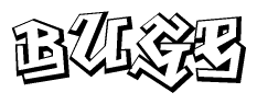 The clipart image features a stylized text in a graffiti font that reads Buge.