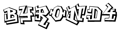 The image is a stylized representation of the letters Byrond4 designed to mimic the look of graffiti text. The letters are bold and have a three-dimensional appearance, with emphasis on angles and shadowing effects.