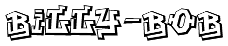 The clipart image depicts the word Billy-bob in a style reminiscent of graffiti. The letters are drawn in a bold, block-like script with sharp angles and a three-dimensional appearance.