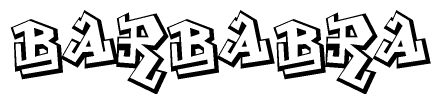 The clipart image depicts the word Barbabra in a style reminiscent of graffiti. The letters are drawn in a bold, block-like script with sharp angles and a three-dimensional appearance.
