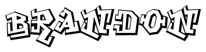   The image is a stylized representation of the letters Brandon designed to mimic the look of graffiti text. The letters are bold and have a three-dimensional appearance, with emphasis on angles and shadowing effects. 