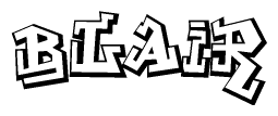 The image is a stylized representation of the letters Blair designed to mimic the look of graffiti text. The letters are bold and have a three-dimensional appearance, with emphasis on angles and shadowing effects.