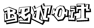 The clipart image depicts the word Benoit in a style reminiscent of graffiti. The letters are drawn in a bold, block-like script with sharp angles and a three-dimensional appearance.