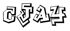 The clipart image depicts the word Cjay in a style reminiscent of graffiti. The letters are drawn in a bold, block-like script with sharp angles and a three-dimensional appearance.