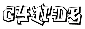 The image is a stylized representation of the letters Cynde designed to mimic the look of graffiti text. The letters are bold and have a three-dimensional appearance, with emphasis on angles and shadowing effects.