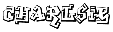 The clipart image depicts the word Charlsie in a style reminiscent of graffiti. The letters are drawn in a bold, block-like script with sharp angles and a three-dimensional appearance.