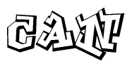 The clipart image depicts the word Can in a style reminiscent of graffiti. The letters are drawn in a bold, block-like script with sharp angles and a three-dimensional appearance.