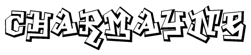 The clipart image depicts the word Charmayne in a style reminiscent of graffiti. The letters are drawn in a bold, block-like script with sharp angles and a three-dimensional appearance.