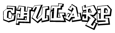 The clipart image depicts the word Chularp in a style reminiscent of graffiti. The letters are drawn in a bold, block-like script with sharp angles and a three-dimensional appearance.