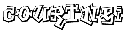 The clipart image depicts the word Courtnei in a style reminiscent of graffiti. The letters are drawn in a bold, block-like script with sharp angles and a three-dimensional appearance.