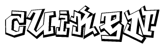 The image is a stylized representation of the letters Cuiken designed to mimic the look of graffiti text. The letters are bold and have a three-dimensional appearance, with emphasis on angles and shadowing effects.