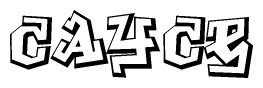 The clipart image depicts the word Cayce in a style reminiscent of graffiti. The letters are drawn in a bold, block-like script with sharp angles and a three-dimensional appearance.