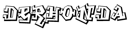 The clipart image depicts the word Derhonda in a style reminiscent of graffiti. The letters are drawn in a bold, block-like script with sharp angles and a three-dimensional appearance.