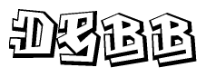 The clipart image depicts the word Debb in a style reminiscent of graffiti. The letters are drawn in a bold, block-like script with sharp angles and a three-dimensional appearance.