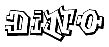 The clipart image features a stylized text in a graffiti font that reads Dino.