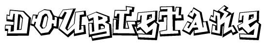 The clipart image depicts the word Doubletake in a style reminiscent of graffiti. The letters are drawn in a bold, block-like script with sharp angles and a three-dimensional appearance.