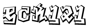 The clipart image depicts the word Eck121 in a style reminiscent of graffiti. The letters are drawn in a bold, block-like script with sharp angles and a three-dimensional appearance.