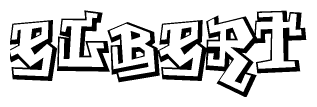 The image is a stylized representation of the letters Elbert designed to mimic the look of graffiti text. The letters are bold and have a three-dimensional appearance, with emphasis on angles and shadowing effects.