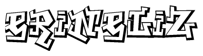 The clipart image depicts the word Erineliz in a style reminiscent of graffiti. The letters are drawn in a bold, block-like script with sharp angles and a three-dimensional appearance.
