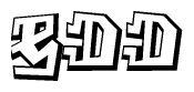 The clipart image depicts the word Edd in a style reminiscent of graffiti. The letters are drawn in a bold, block-like script with sharp angles and a three-dimensional appearance.