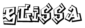 The image is a stylized representation of the letters Elissa designed to mimic the look of graffiti text. The letters are bold and have a three-dimensional appearance, with emphasis on angles and shadowing effects.