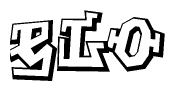 The clipart image depicts the word Elo in a style reminiscent of graffiti. The letters are drawn in a bold, block-like script with sharp angles and a three-dimensional appearance.