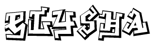 The clipart image depicts the word Elysha in a style reminiscent of graffiti. The letters are drawn in a bold, block-like script with sharp angles and a three-dimensional appearance.