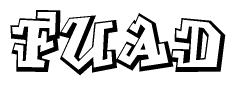 The clipart image depicts the word Fuad in a style reminiscent of graffiti. The letters are drawn in a bold, block-like script with sharp angles and a three-dimensional appearance.